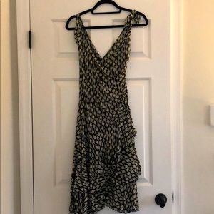 Diane Von Furstenberg Palm Print V-Neck Dress